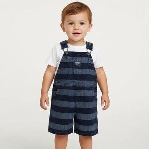OshKosh Lightweight Blue Stripe Shortalls 24 Months